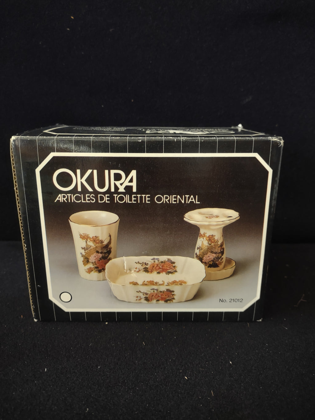 Okura Imperial Oriental Bath Set Tumbler Toothbrush Holder Soap Dish (Lot 3451t)