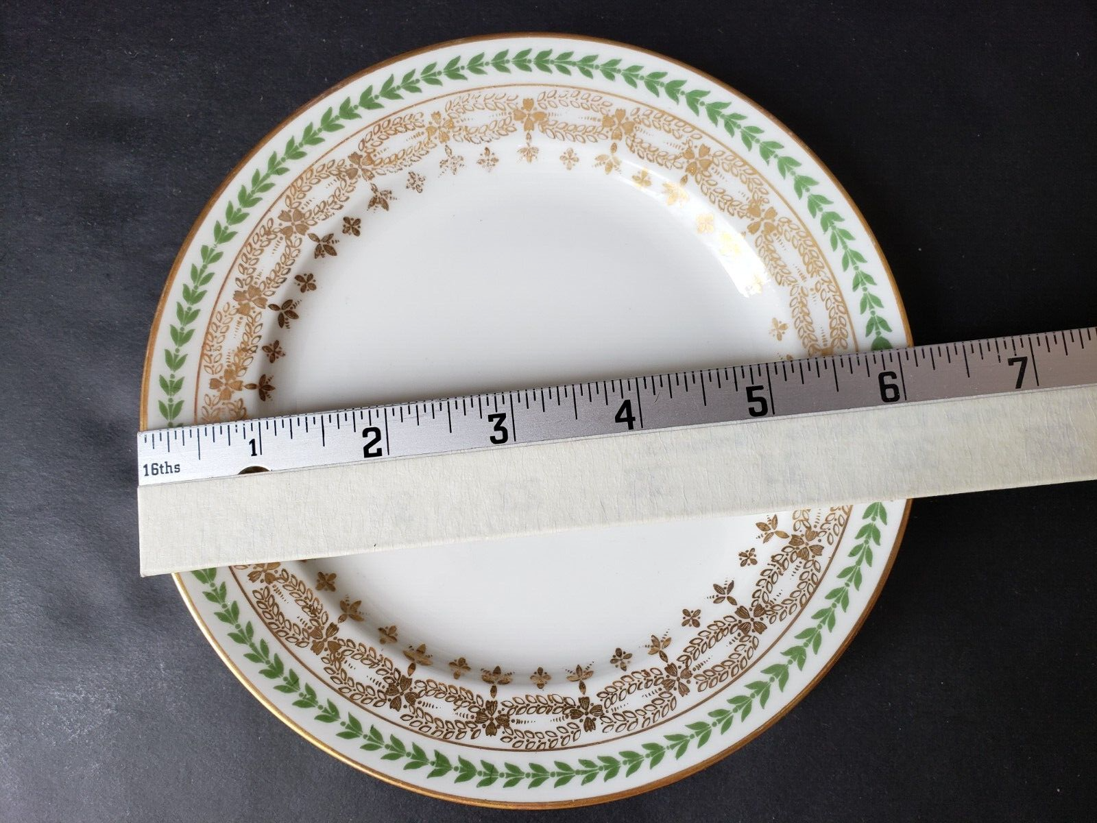 JP Limoges France Gold Trim Green Laurel 6-1/4" Bread/Butter Plate (588)