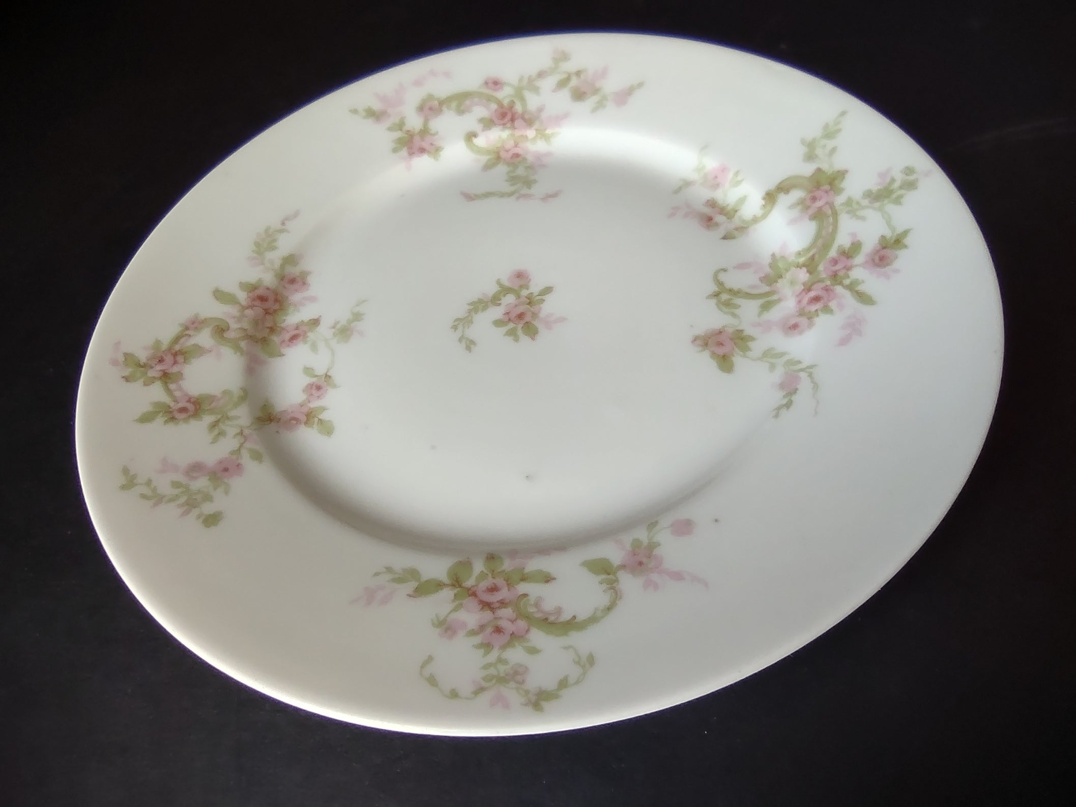Haviland Limoges Dessert Plate Pink Rose Green Ribbon (lot 889)
