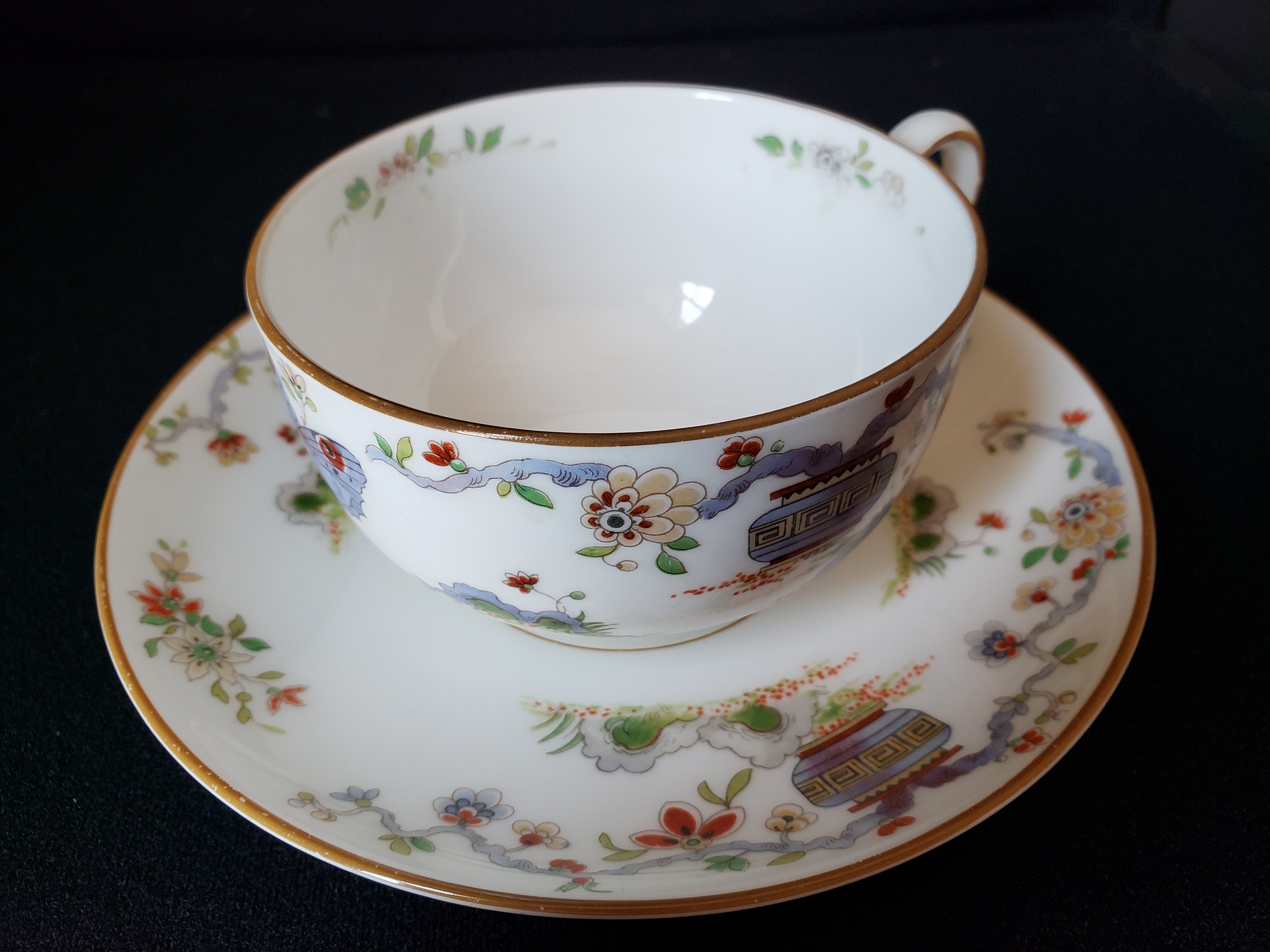 Vintage Royal Worcester Higgins Seiter Butterfly Tea Cup Saucer (lot 2121)