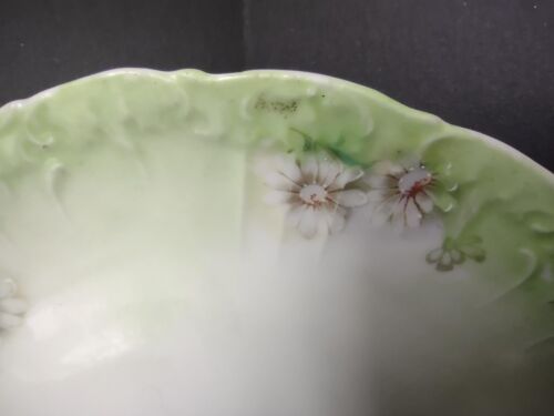 lot 760 4 x Dessert Plate Green Yellow Rose Daisy Raised Edge
