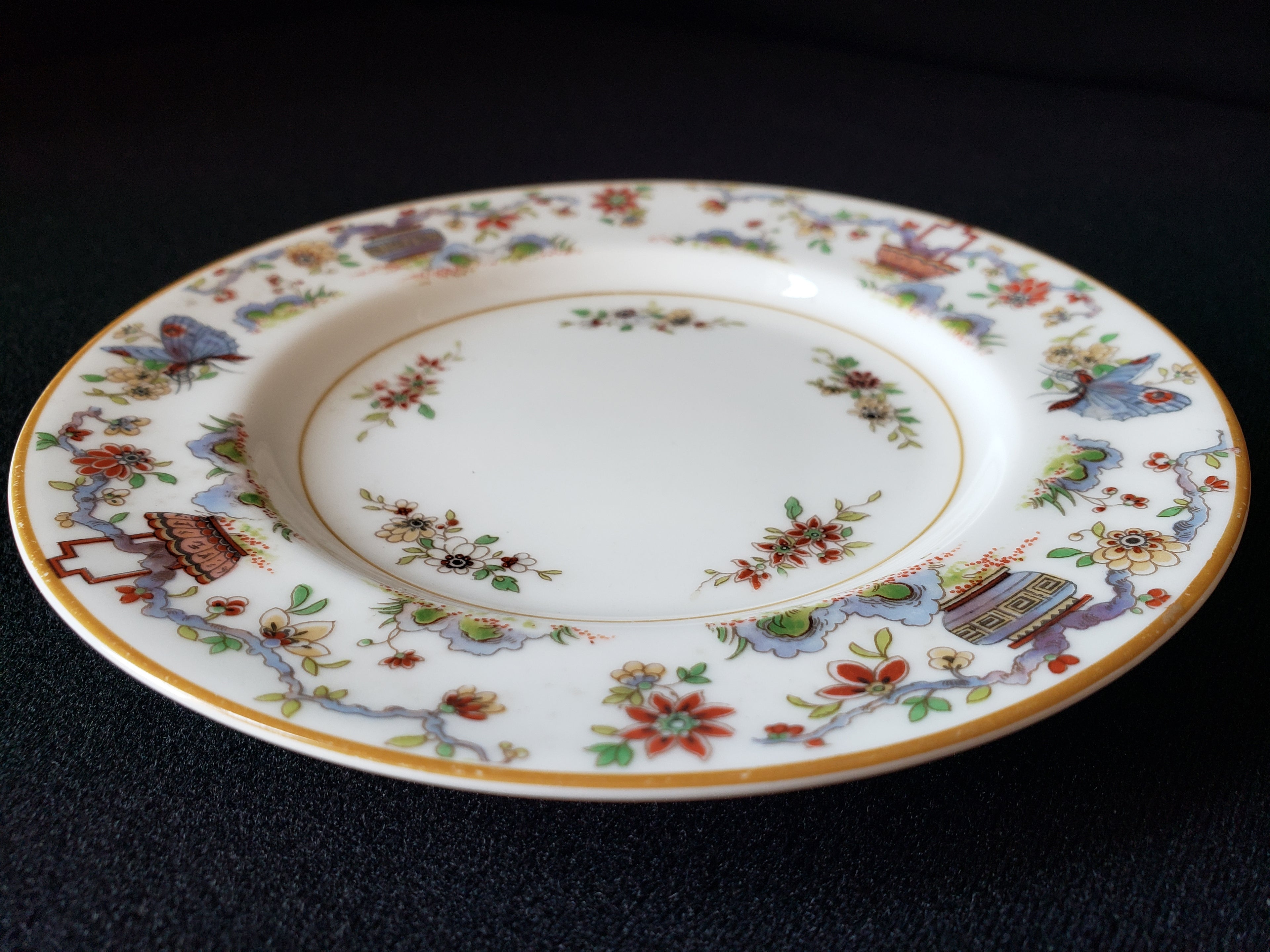 Vintage Royal Worcester Black Higgins Seiter Butterfly Bread Plate 6" (lot 2117)