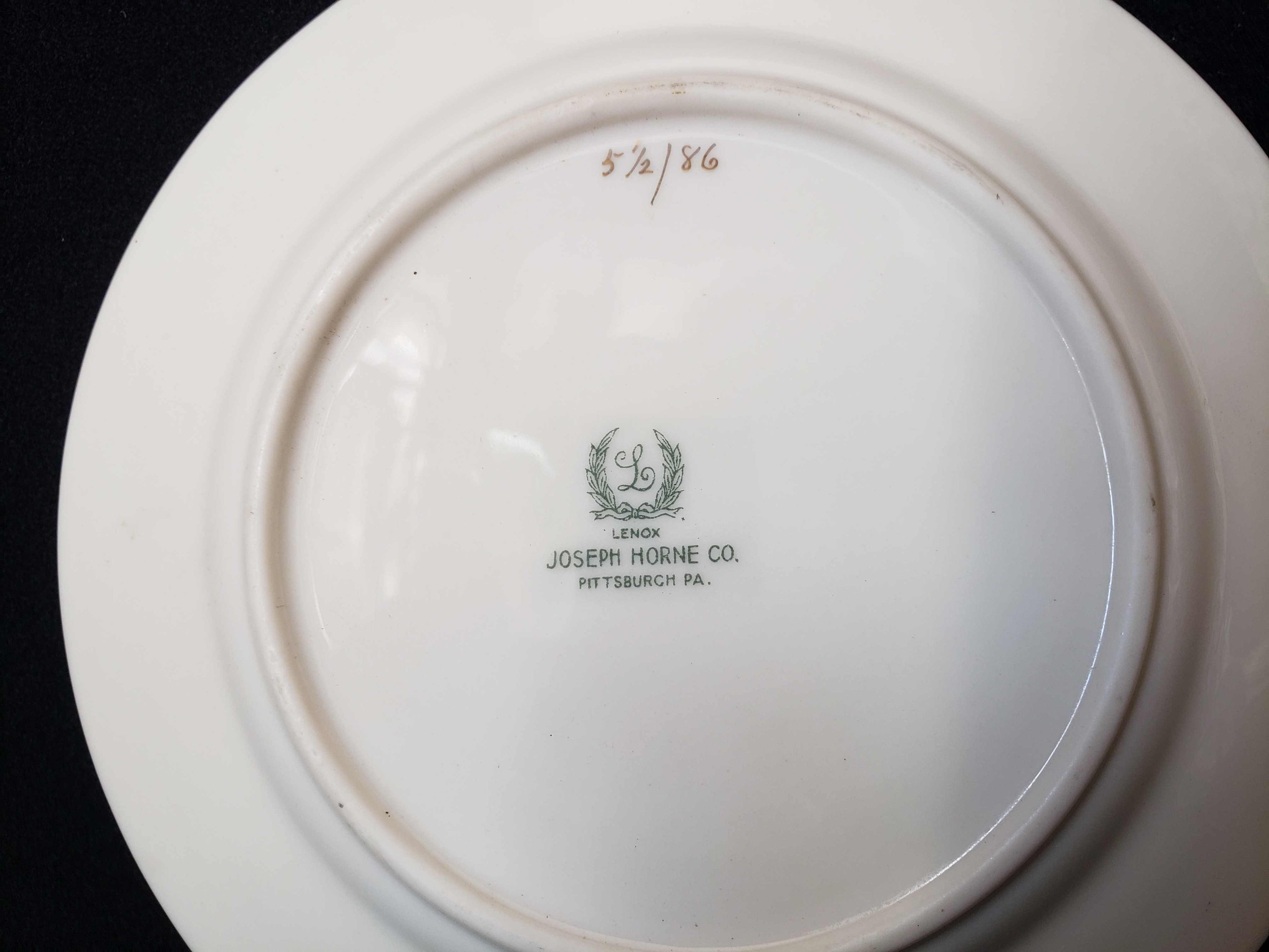 Vintage Lenox Bread or Dessert Plate Green Stamp Joseph Horne 6-1/4" (lot 1989)