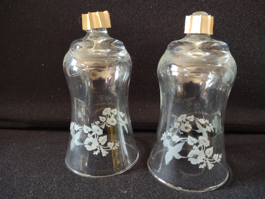 Vintage Homco Hummingbird Etched PEG Clear Sconce Votive Holder x 2 (lot 5398)