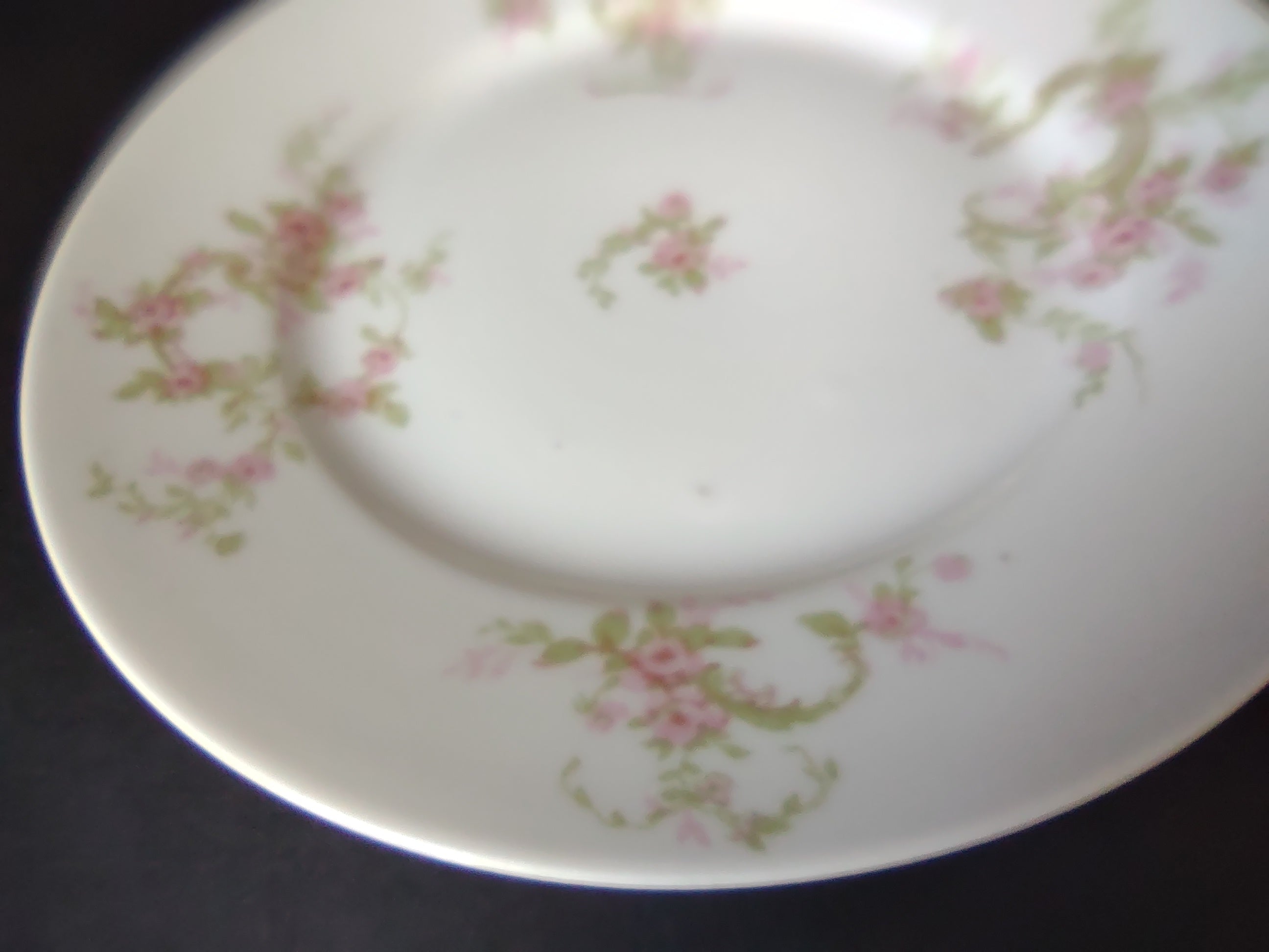 Haviland Limoges Dessert Plate Pink Rose Green Ribbon (lot 889)