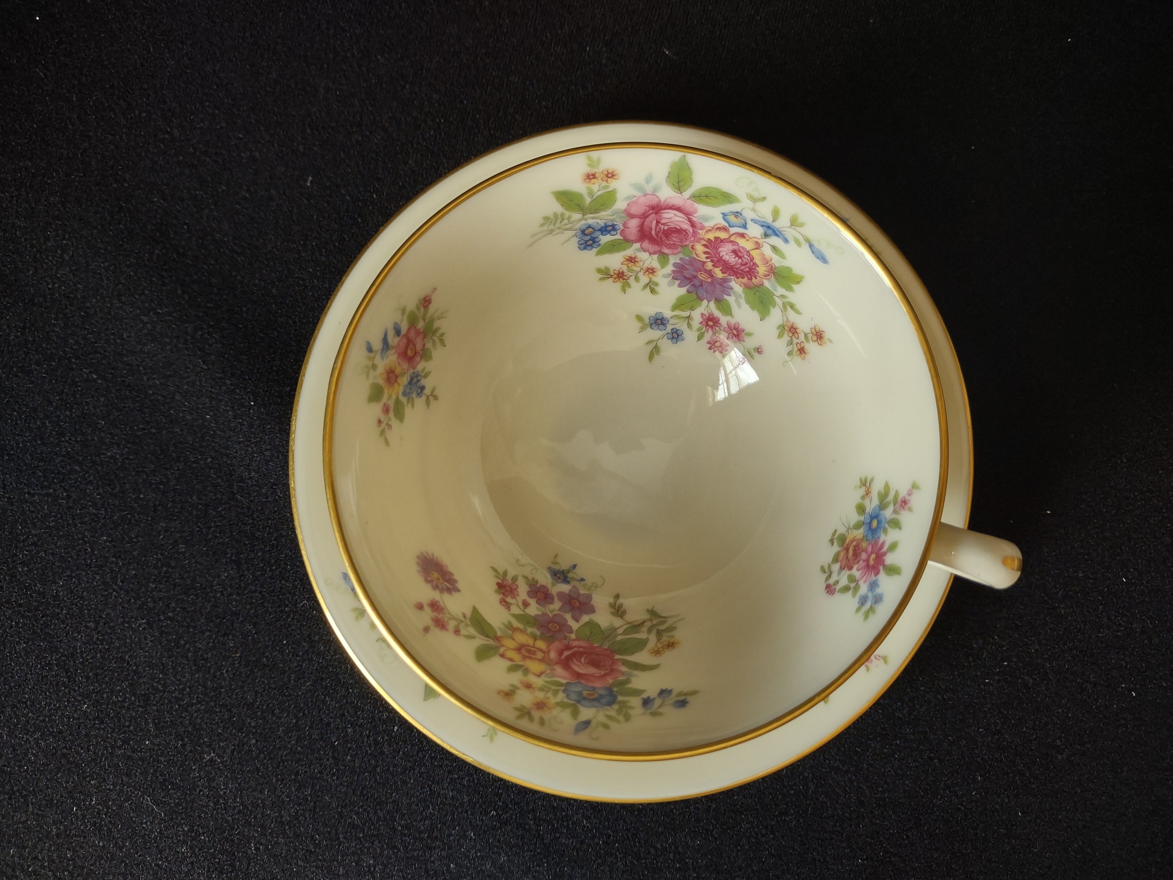 Vintage Lenox L-347 Tea Cup with Saucer Gold Trim Roses (lot 1815)