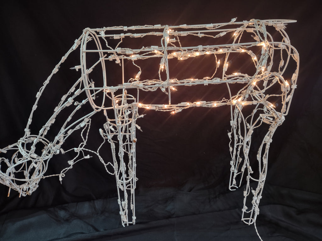 Vintage Christmas White Wire Deer Doe 34" Tall Large IMPERFECT (lot 2413)