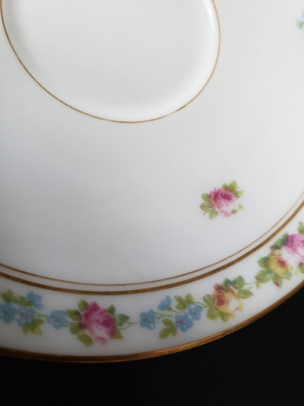Depose Ahrenfeldt Limoges Reizenstein Saucer Pink Yellow Rose Gold Trim lot 616