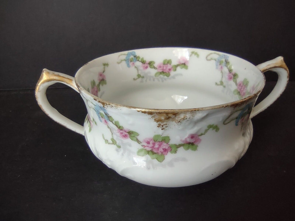 GDA CHf Haviland Limoges Gold Trim Pink Rose Swag Garland Bullion Cup (lot 483