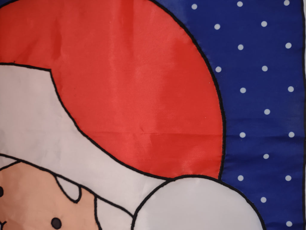 Vintage Double Sided Christmas Avon Santa Nylon Flag 29"x 21" (lot 3384)