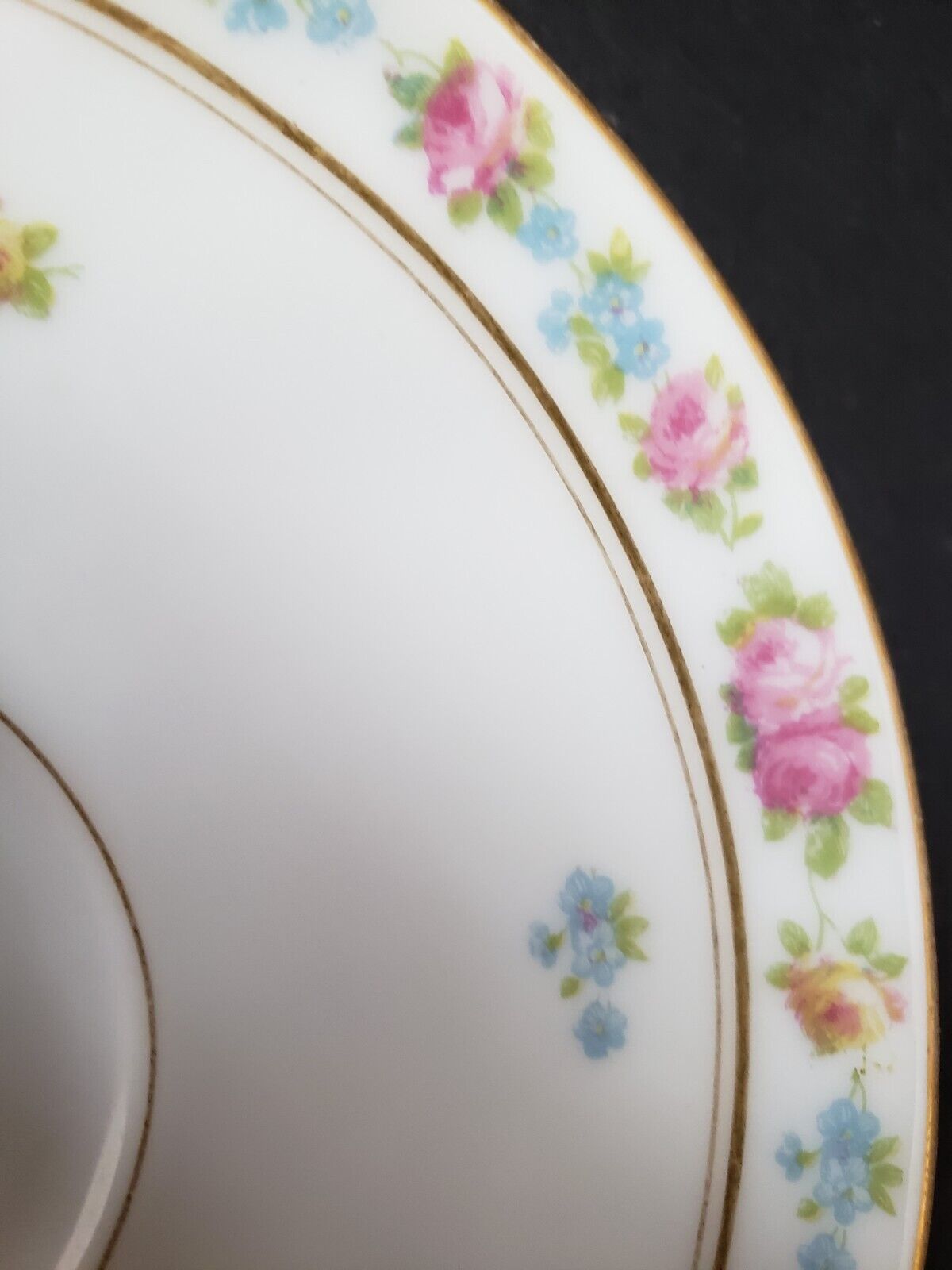 Depose Ahrenfeldt Limoges Reizenstein Saucer Pink Yellow Rose Gold Trim lot 616
