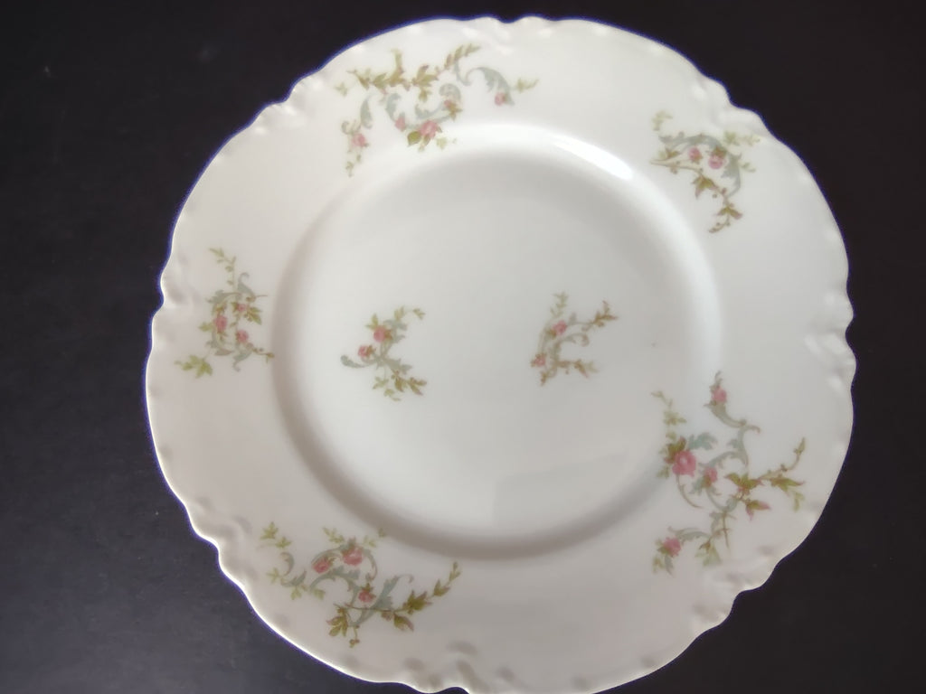 Haviland Limoges Dessert Plate White Scalloped Edge Rose Blue Ribbon (lot 854)