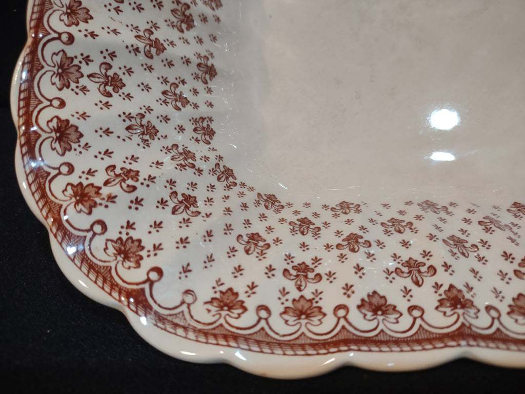 Vintage Spode Fleur-De-Lis Serving Bowl Brown Countryside Ironstone (lot 5755)