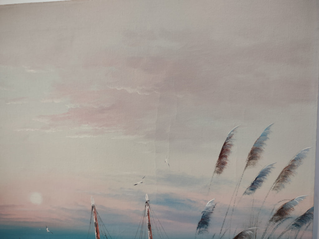 B. Duggan Signed Canvas Oil Painting Seascape Lighthouse 24 x 36 (lot 2633c)