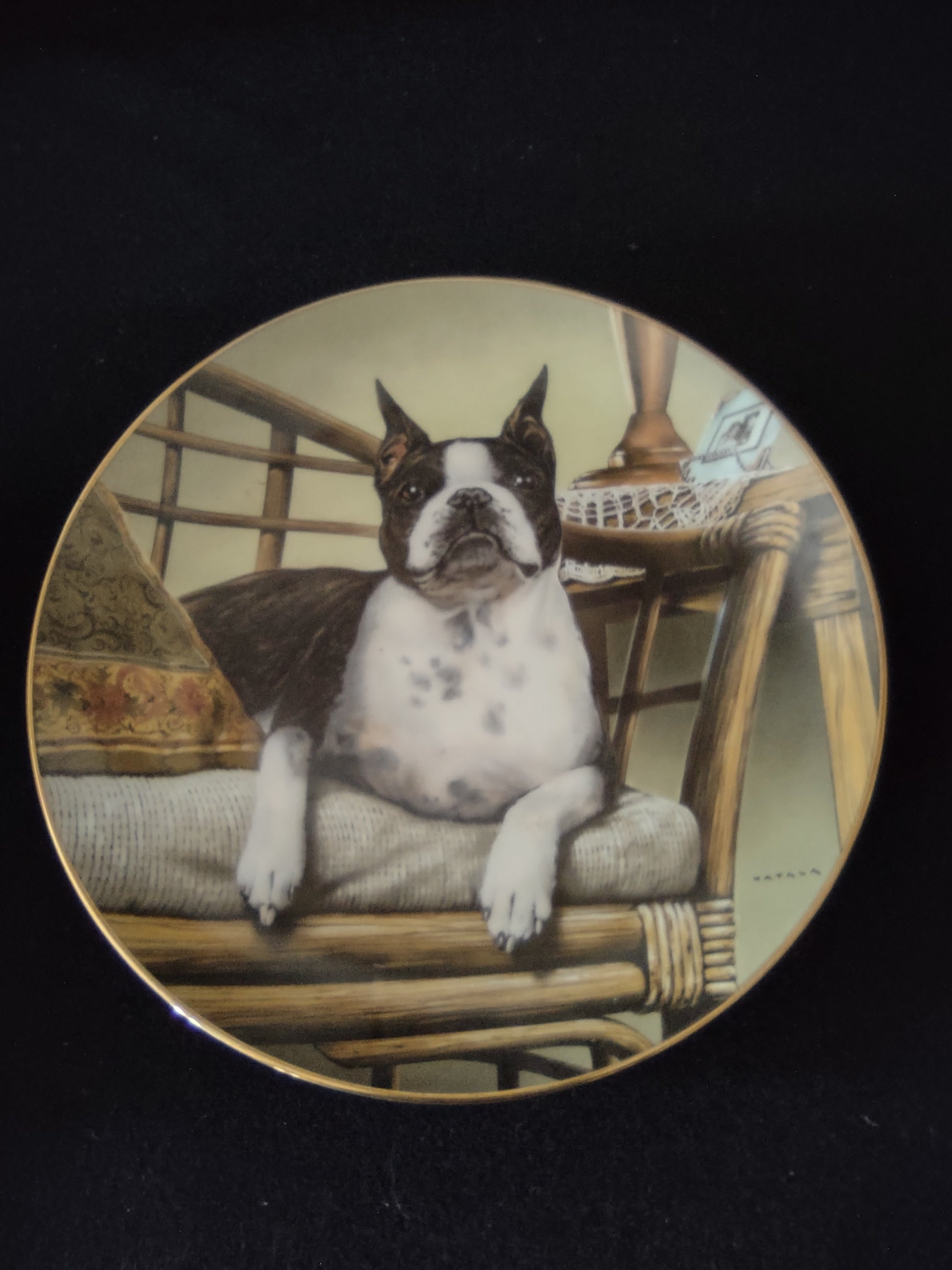 Vintage Danbury Mint Collectible Boston Terrier Dan Hatala Set Of 3 (Lot 4009)