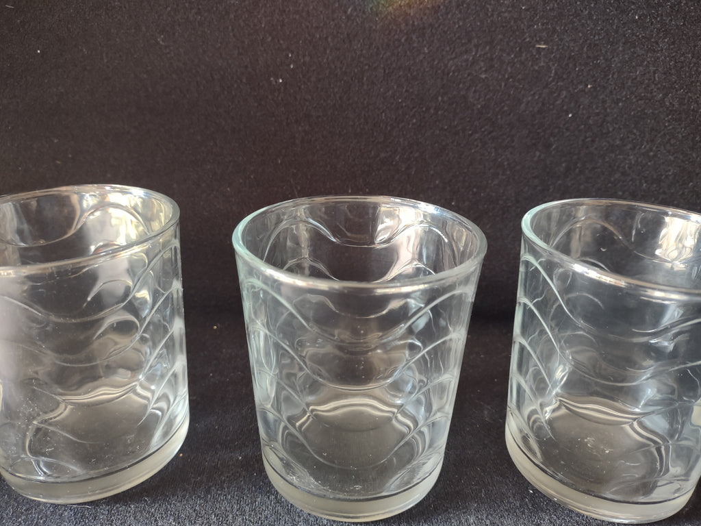Vintage MCM Waves Drinking Tumbler x 5 Clear Glass (lot 5172)