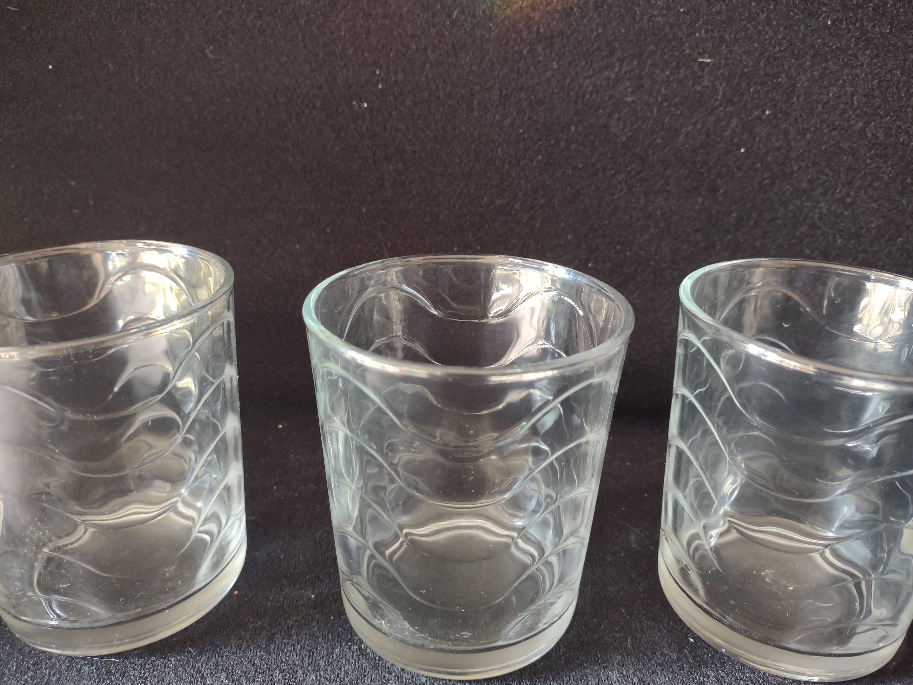 Vintage MCM Waves Drinking Tumbler x 5 Clear Glass (lot 5172)