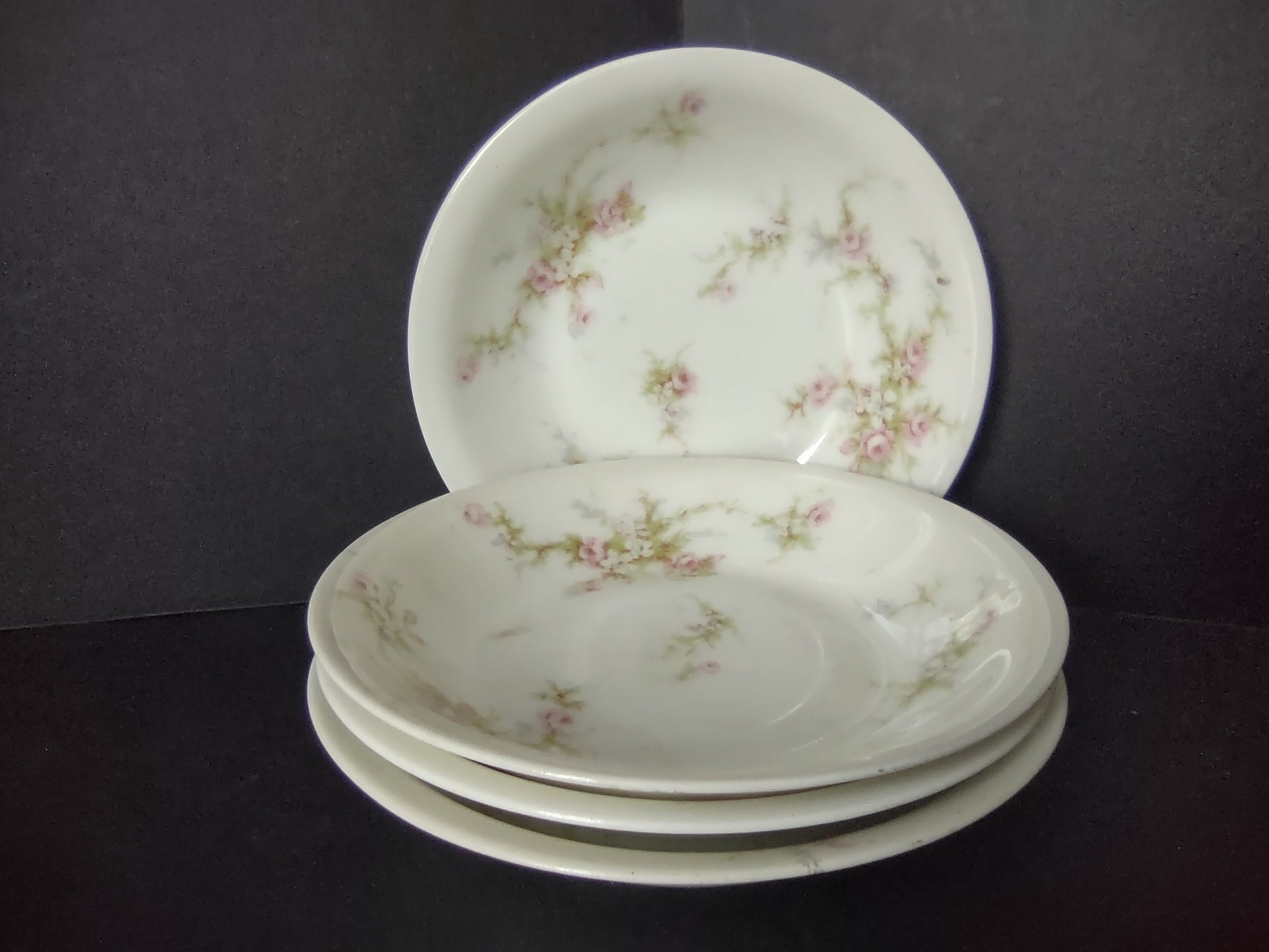 Haviland Limoges 4 x Small Cranberry Bowl 5" White Purple Flower Moss (lot 899)