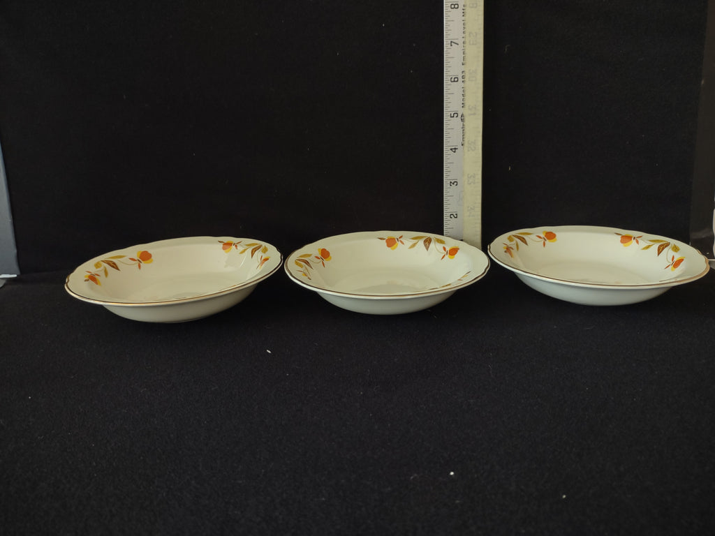 Vintage Halls Superior Autumn Leaf Jewel Tea Cereal Fruit Dessert Bowl X 3 (2899