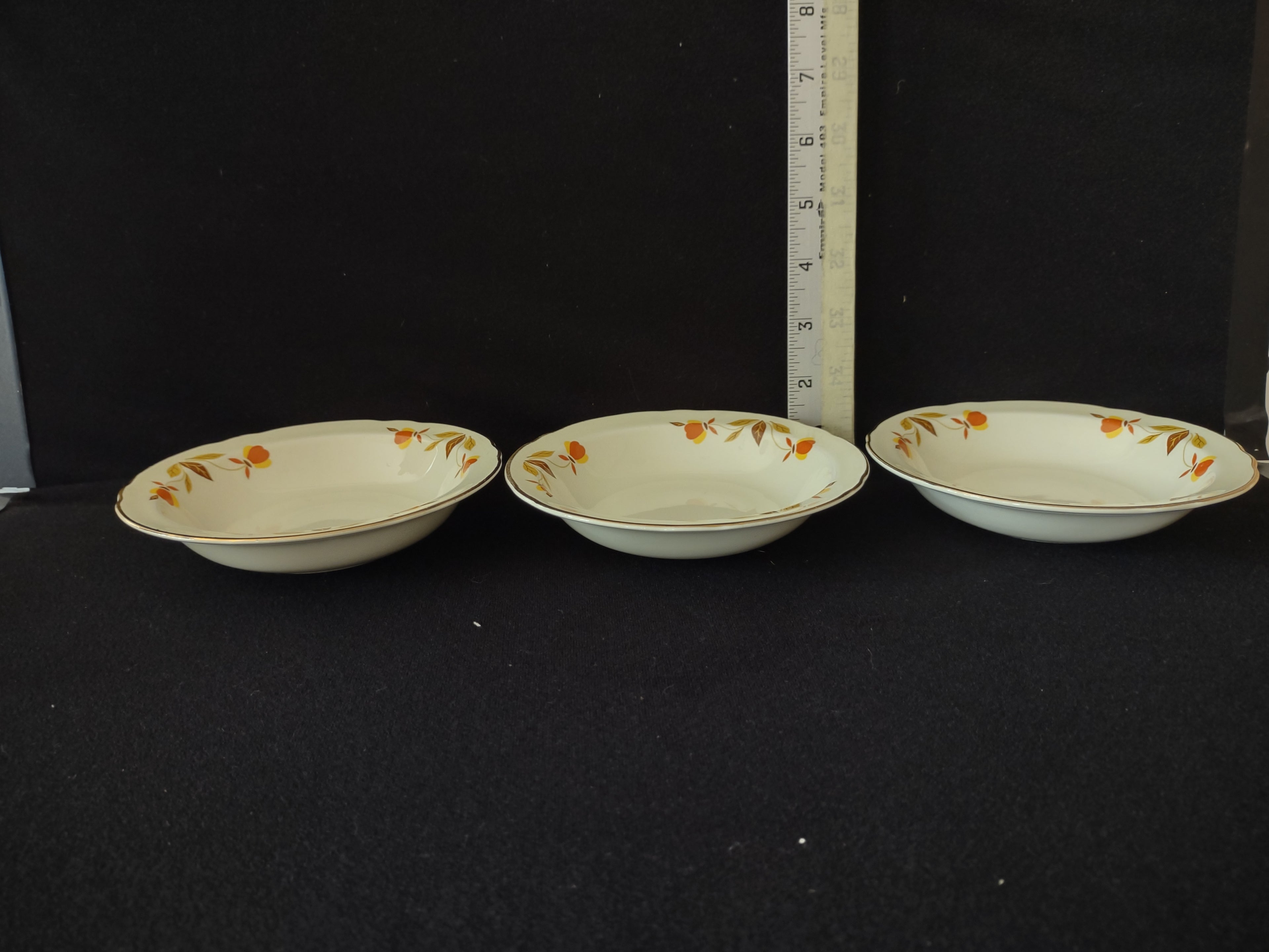 Vintage Halls Superior Autumn Leaf Jewel Tea Cereal Fruit Dessert Bowl X 3 (2899