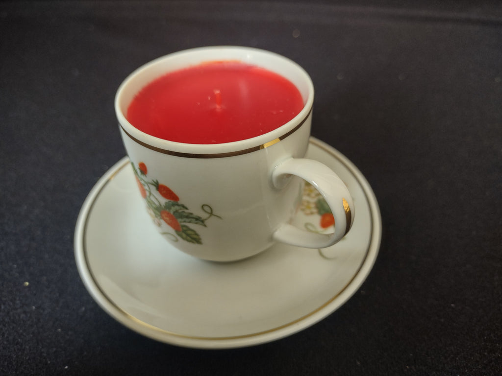 Made Brazil for Avon Porcelain 22k Gold Trim Dessert Demi-Cup Candle (lot 2724c)