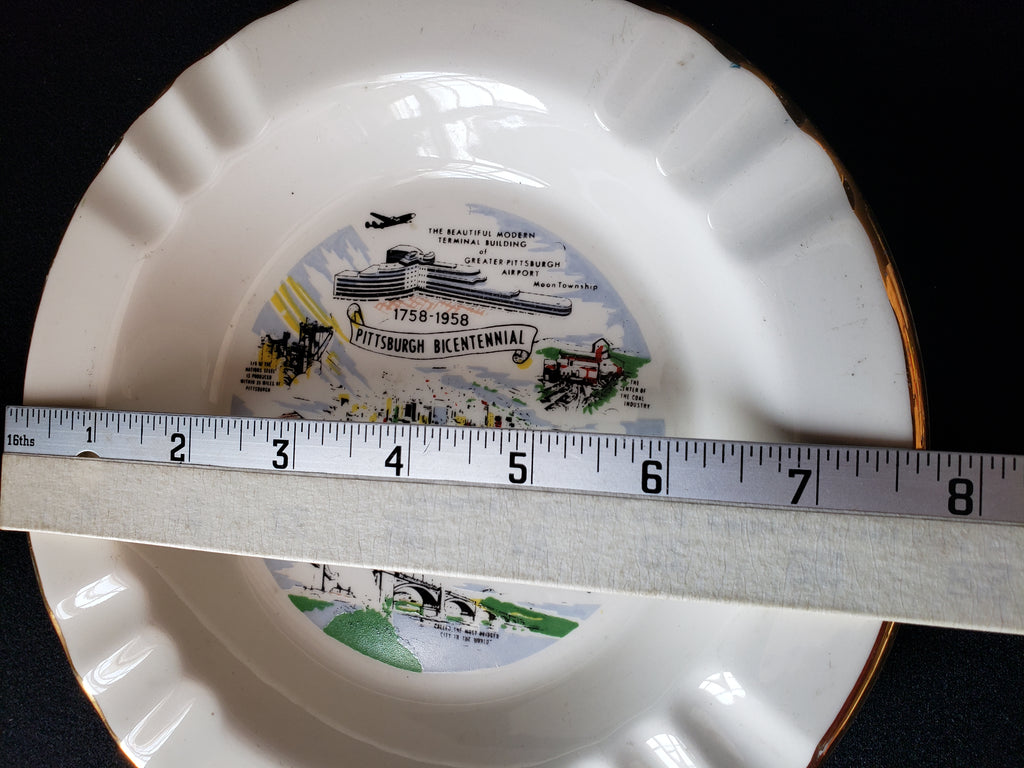 Vintage Ashtray Pittsburgh Bicentennial 8" USA 22 k Gold (lot 2159)