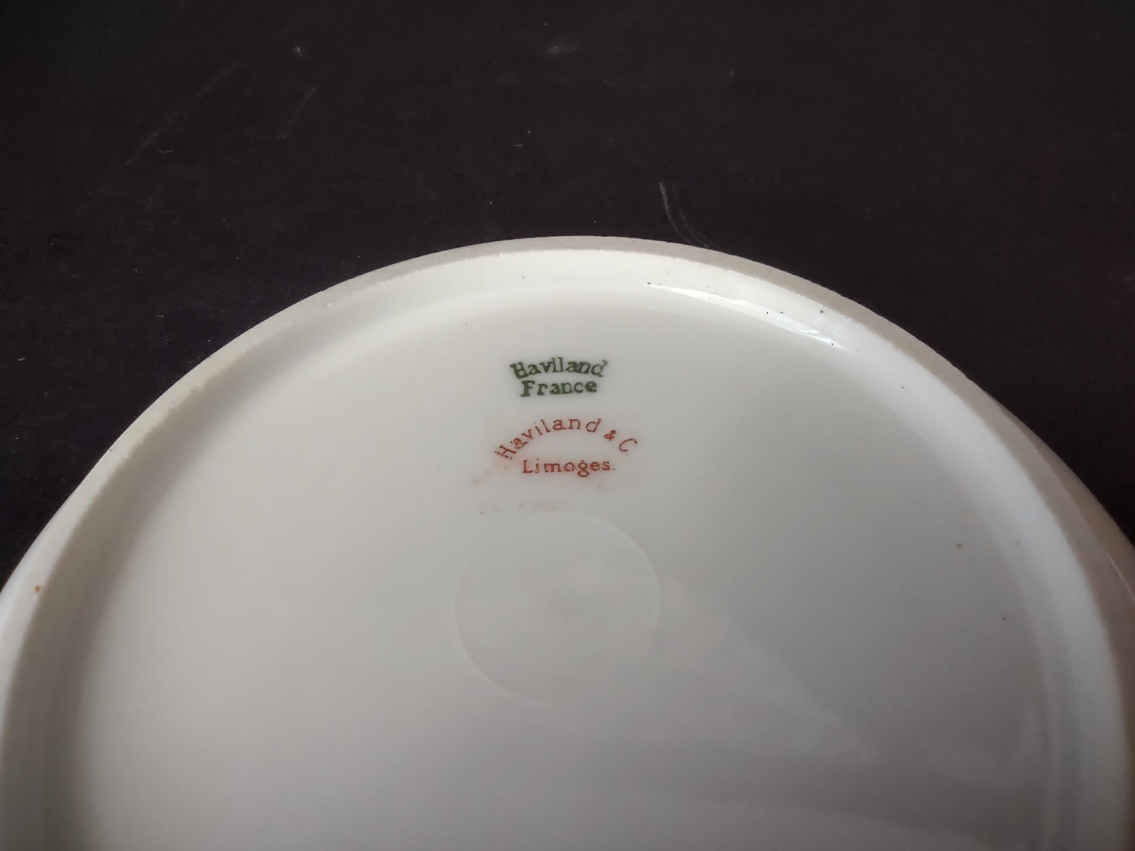 Haviland Limoges Small Bowl 5" White Scalloped Edge Rose Blue Ribbon (lot 856)
