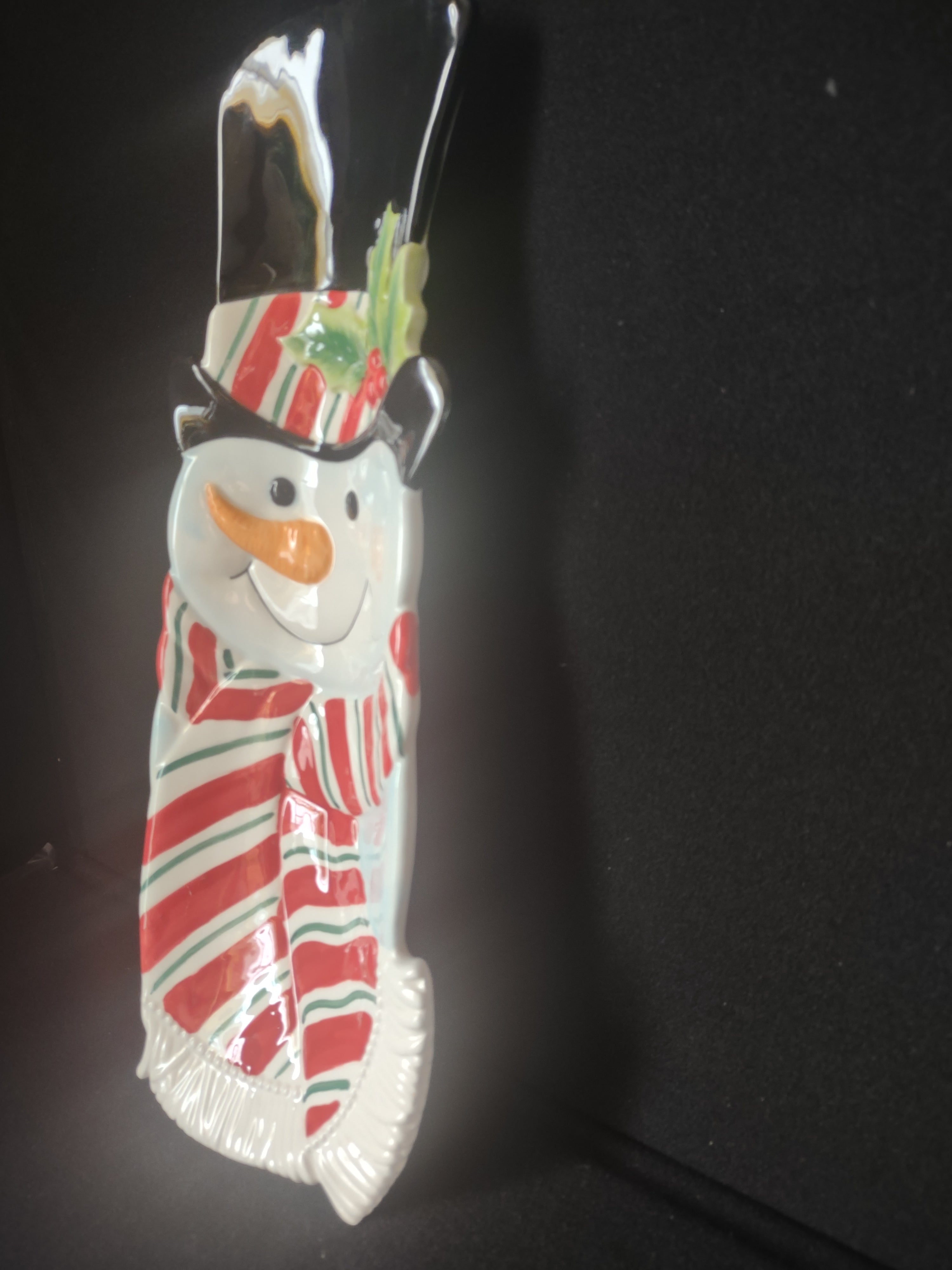 Fitz and Floyd Holiday Christmas Snack Therapy Snowman Server (lot 1532)