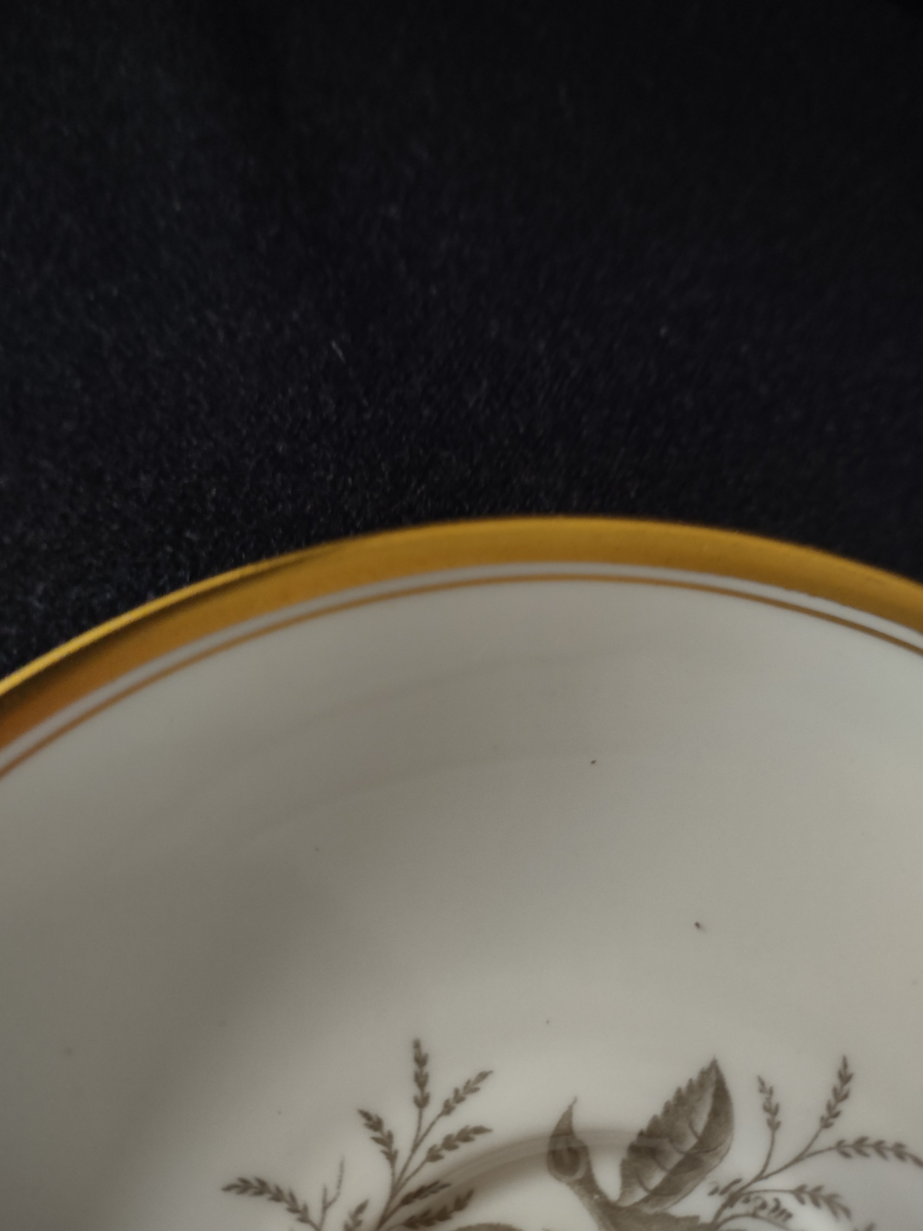 Vintage Spode Teacup Saucer Chatham #14 Bone China Gold Trim Set Of 2 (Lot 5711)