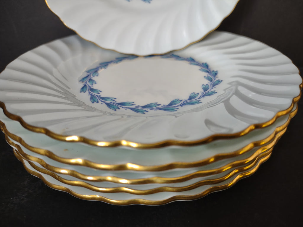 Vintage Minton England Bone China Cheviot Blue Bread Butter Plate x 6 (lot 5441)