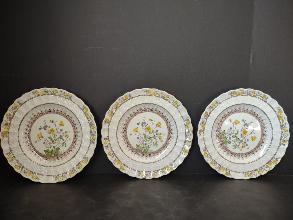 Vintage Spode Buttercup Dessert Plate x 3 English Countryside Ironstone lot 5741