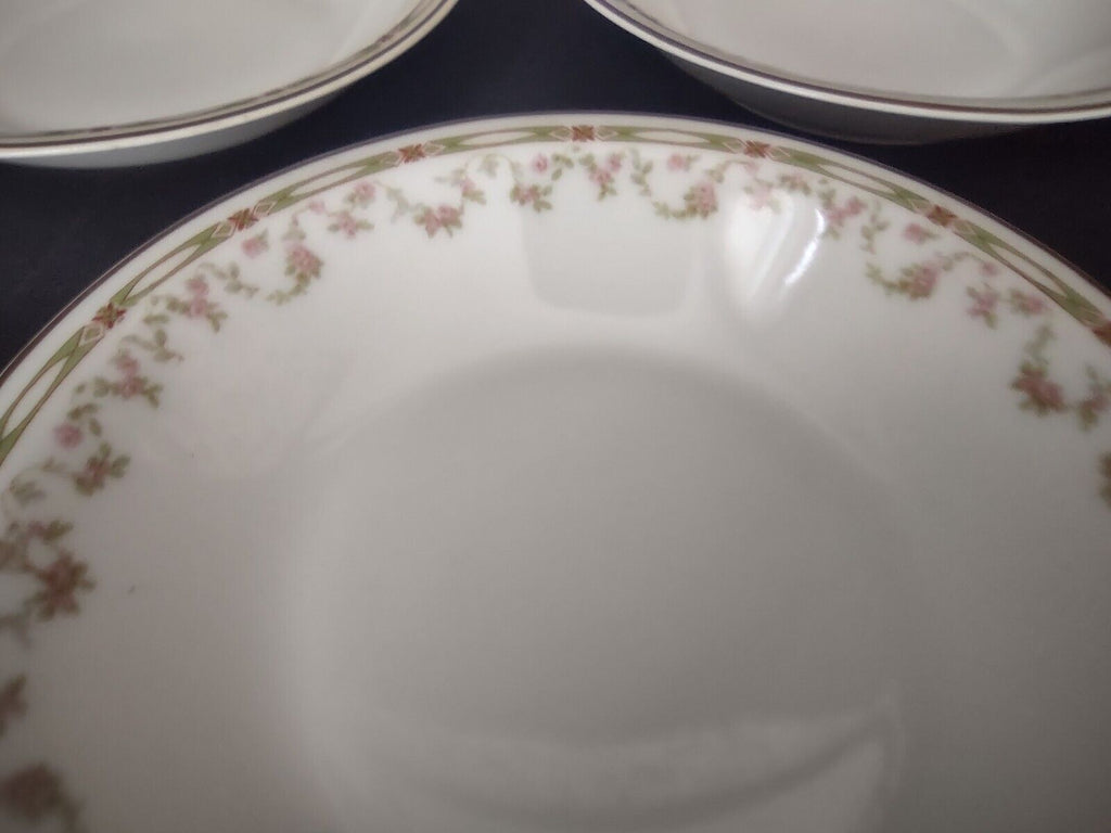 Haviland Limoges Schleiger 346 Red Rose 3 x Coupe Soup Plate 7-1/2" (lot 544)
