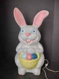 Vintage Easter Bunny Rabbit Lighted Basket 22” Blow Mold (lot 2541c)