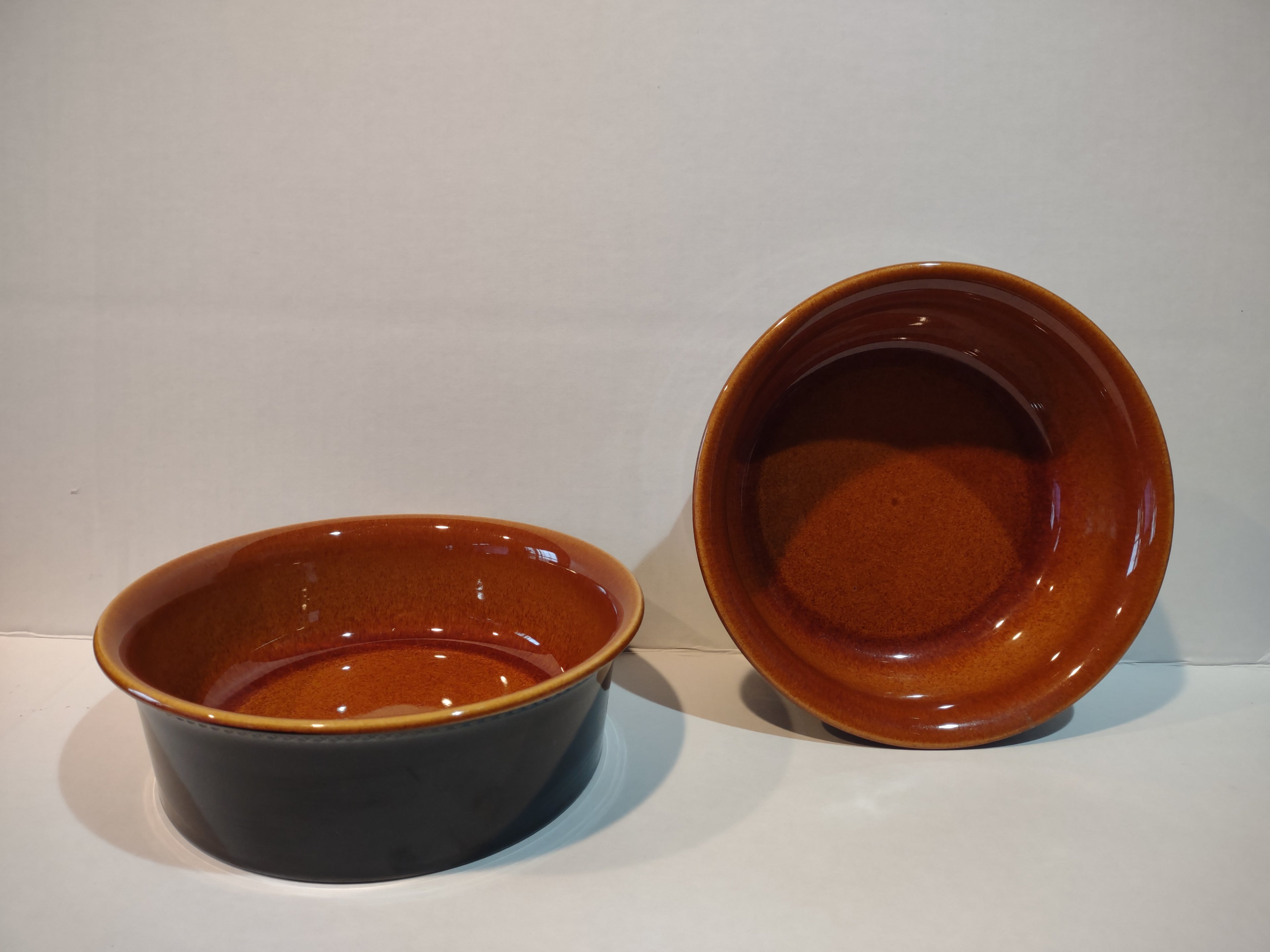 Vintage Ironstone Amber Octagon Serving Dish x 2 Made in USA 8" (lot 5002)