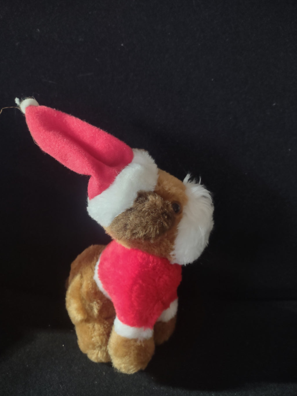 Vintage Wallace Berrie Plush Christmas Dog Santa Suit Hat (Lot 4537)