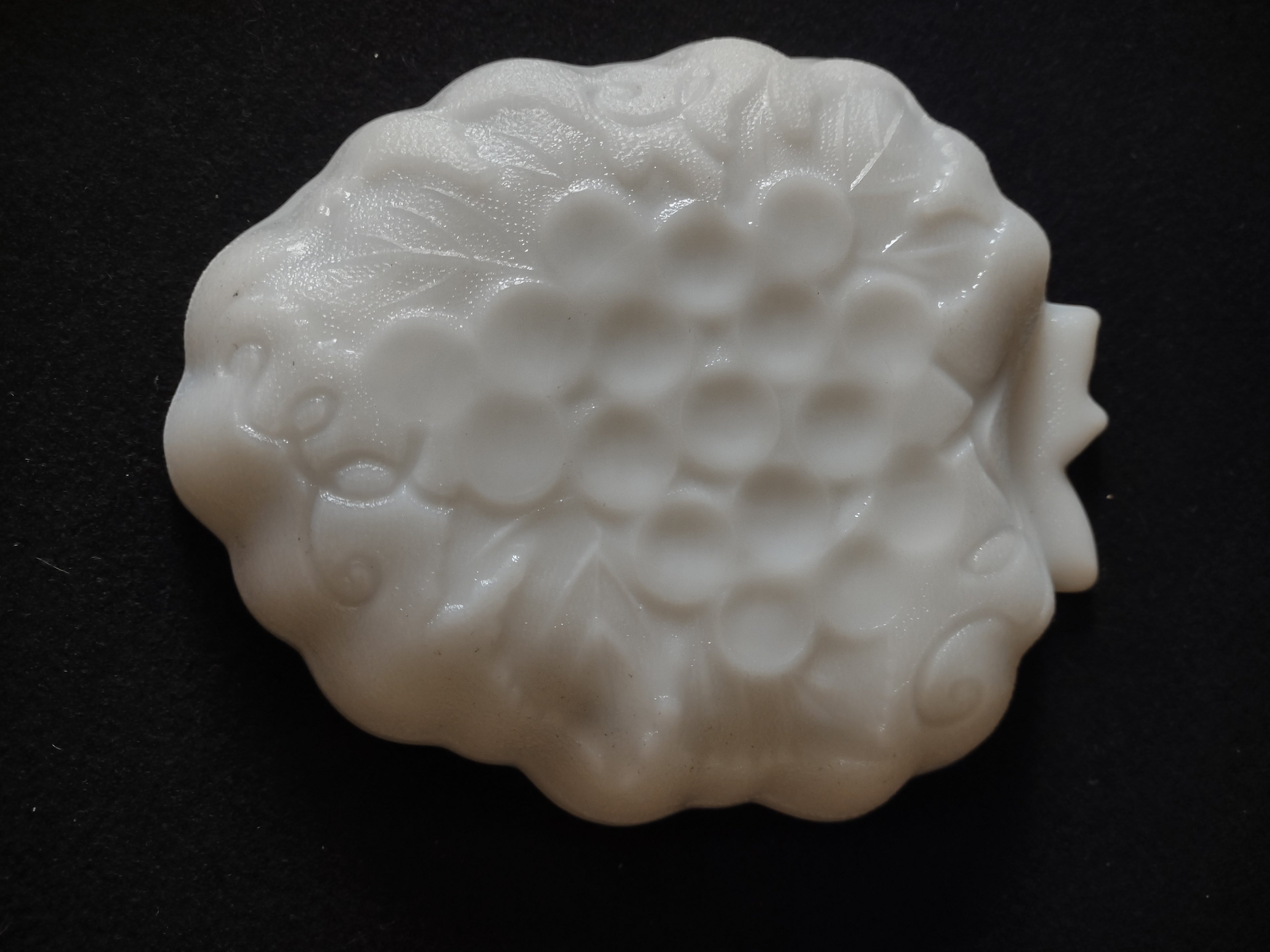 Vintage Hazel Atlas Milk Glass Grape Shaped Candy Relish Dish x 2 (Lot 5250)