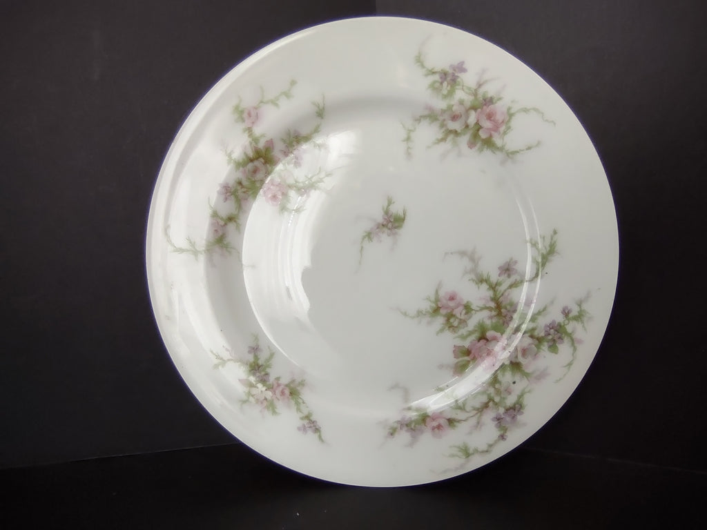 Haviland Limoges Dessert/Salad Plate Pink White Cabbage Rose Moss (lot 904)