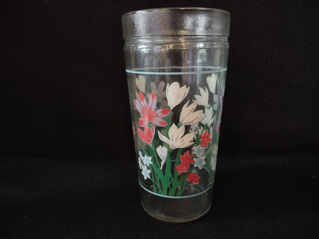 Vintage Anchor Hocking 6" Juice Glass Tumbler x 3 Spring Flower (Lot 5120)