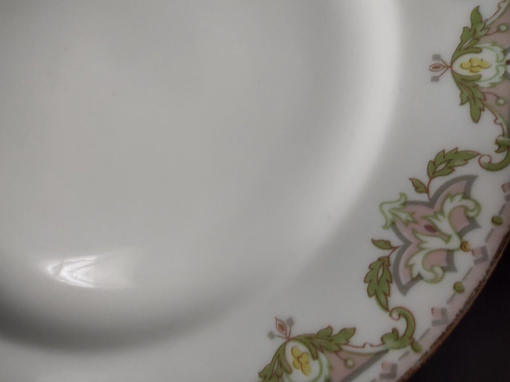 JP (Jean Pouyat) France Dessert Plate Pink Green Yellow (lot 623)