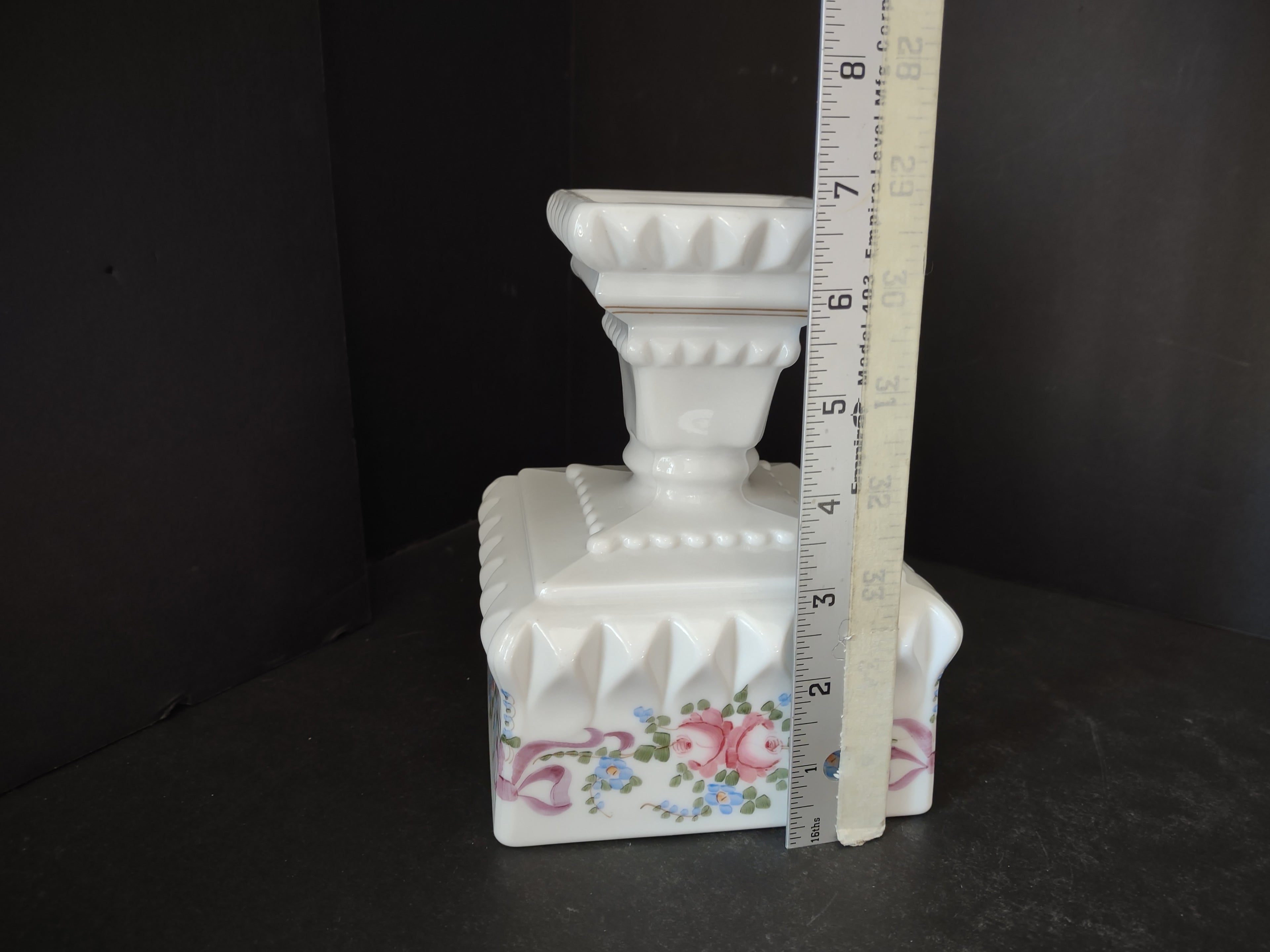 Vintage Westmoreland Milk Glass Candle Holder Wedding Bowl Ribbon Bow (lot 5728)