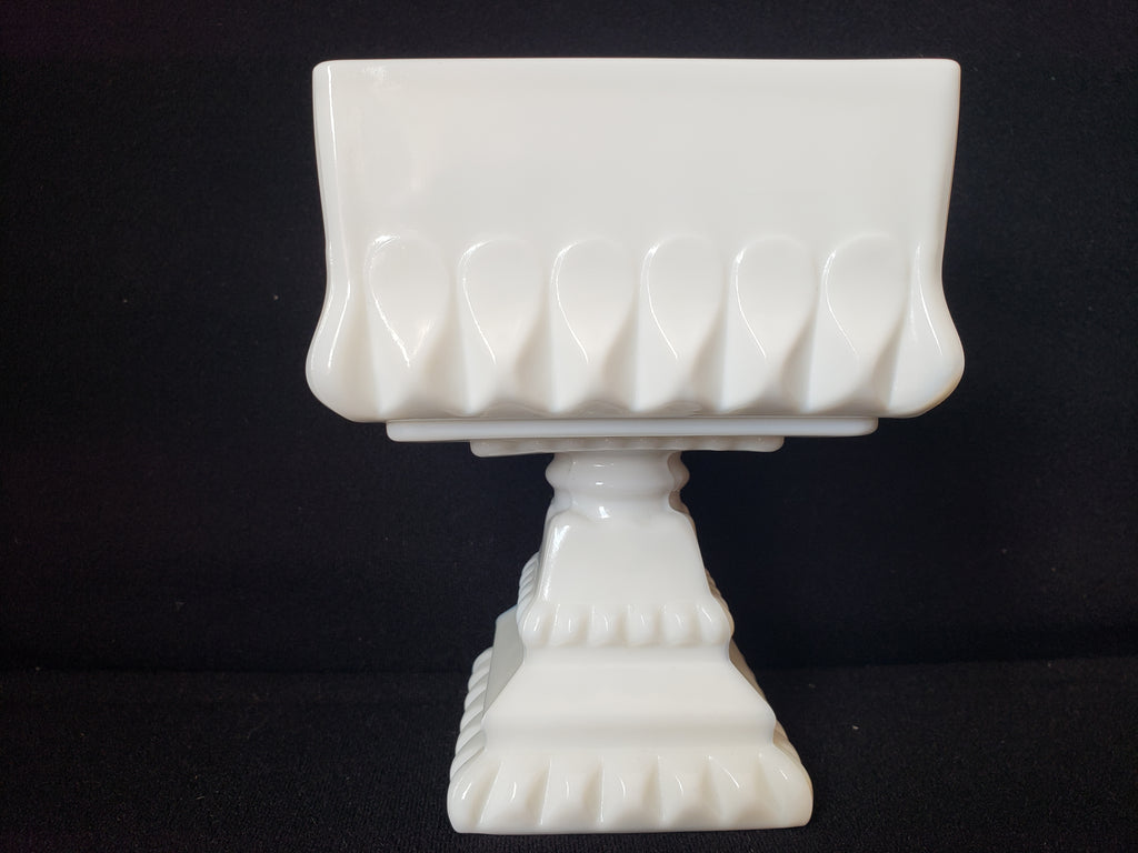 Vintage Milk Glass Footed Square Dish (lot 2218)