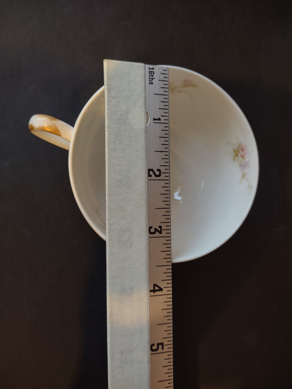 Haviland Limoges Tea Cup & Saucer Rose White Purple Flower Moss (lot 901)