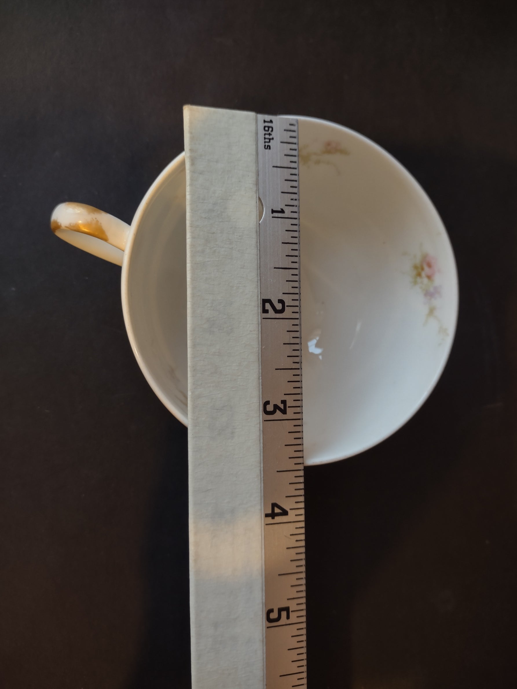 Haviland Limoges Tea Cup & Saucer Rose White Purple Flower Moss (lot 901)