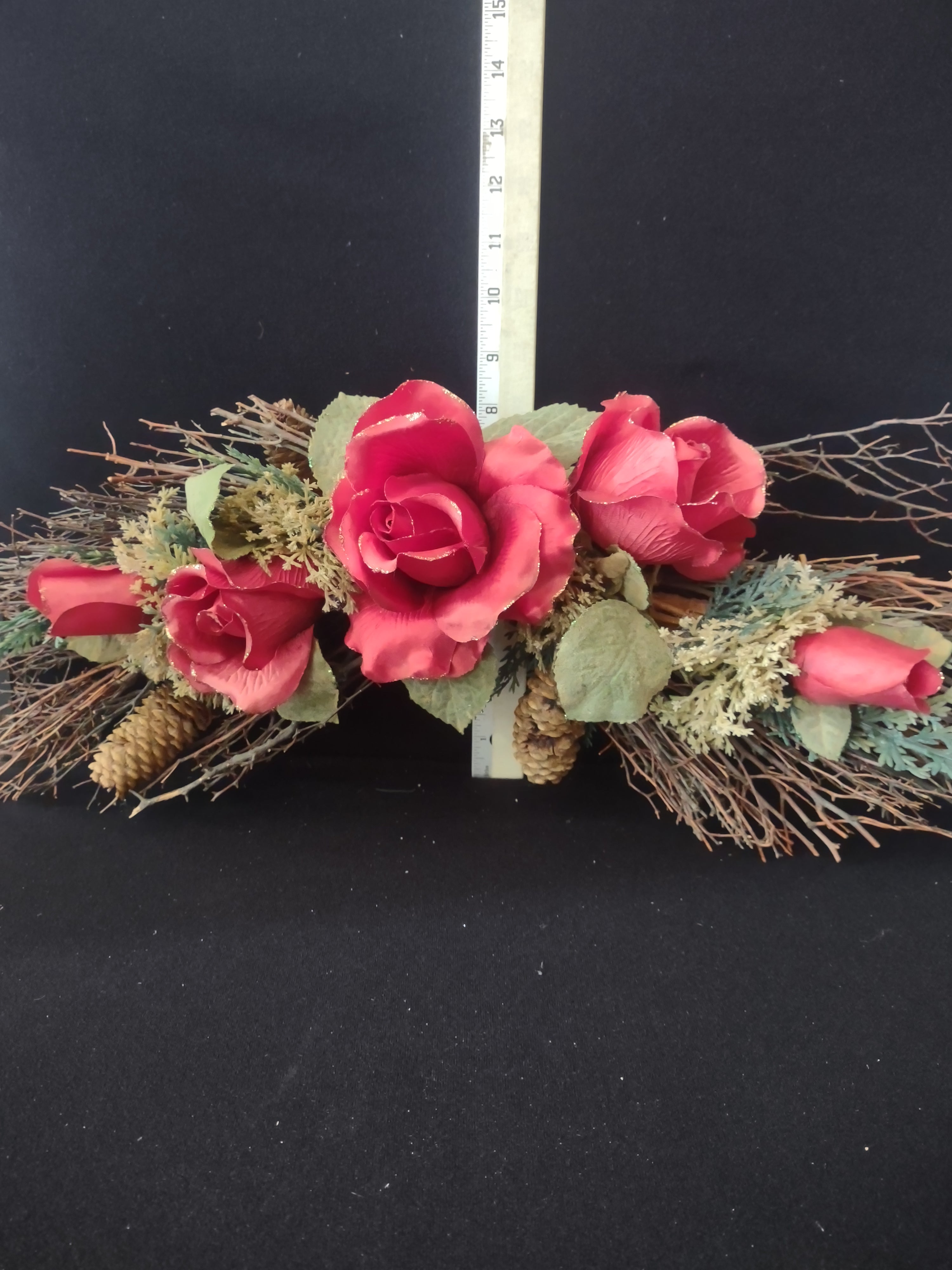 Christmas Rose Twig Pine Cone Swag Set Of 2 (Lot 3481)
