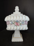 Vintage Westmoreland Milk Glass Candle Holder Wedding Bowl Ribbon Bow (lot 5728)