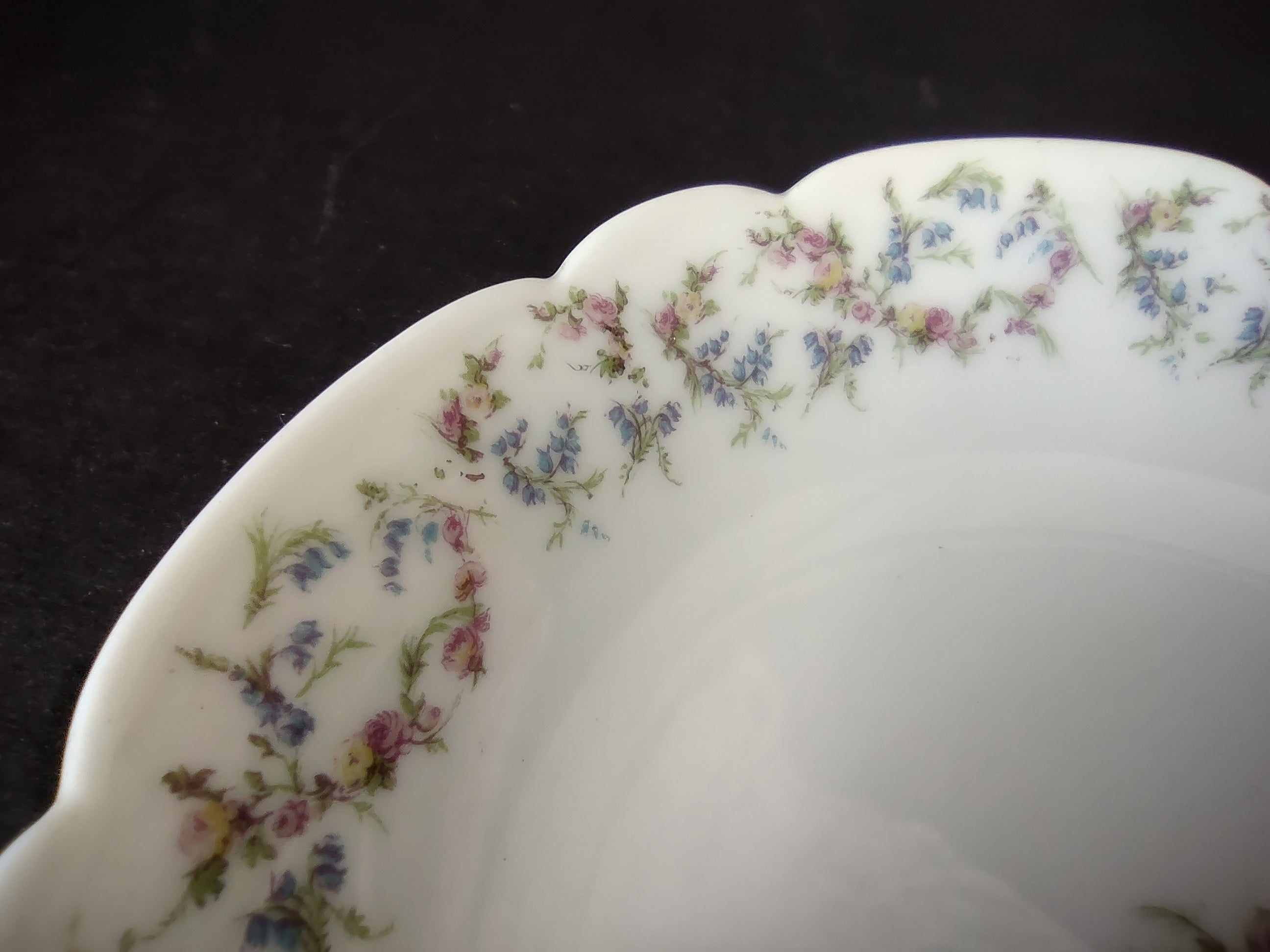 Haviland Limoges French Cottage Shabby Chic 2 x Cranberry Bowl Blue (lot 1117)