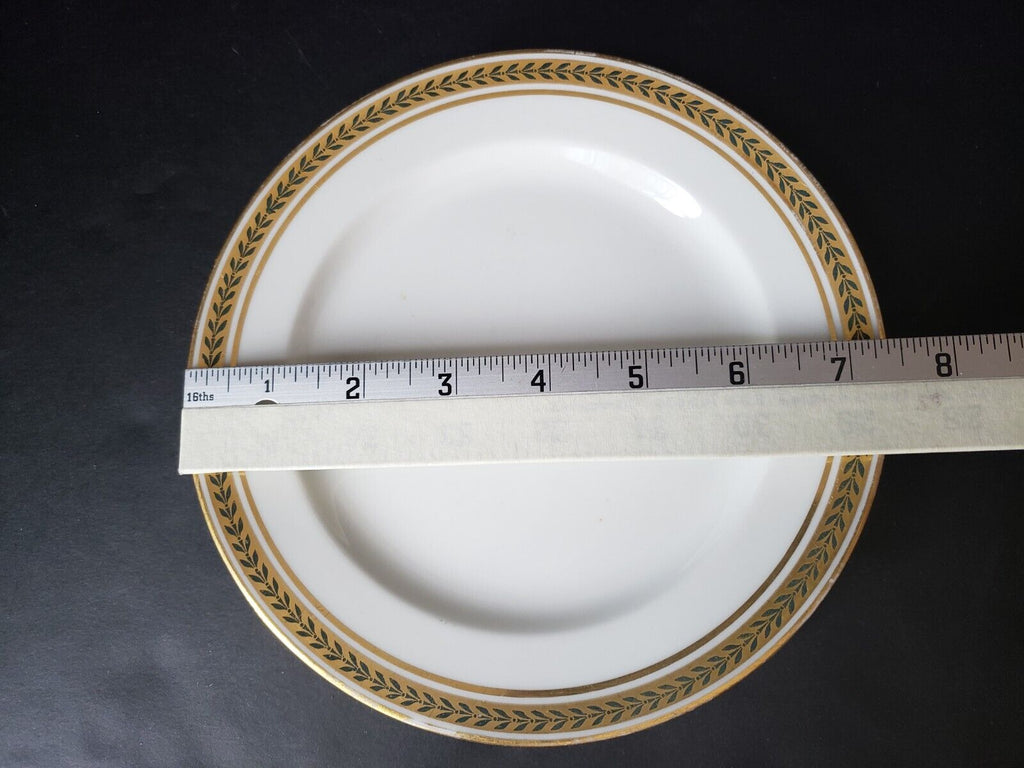 JP Limoges France Gold Trim Green Laurel Dessert Plate 7-1/2" (lot 599)