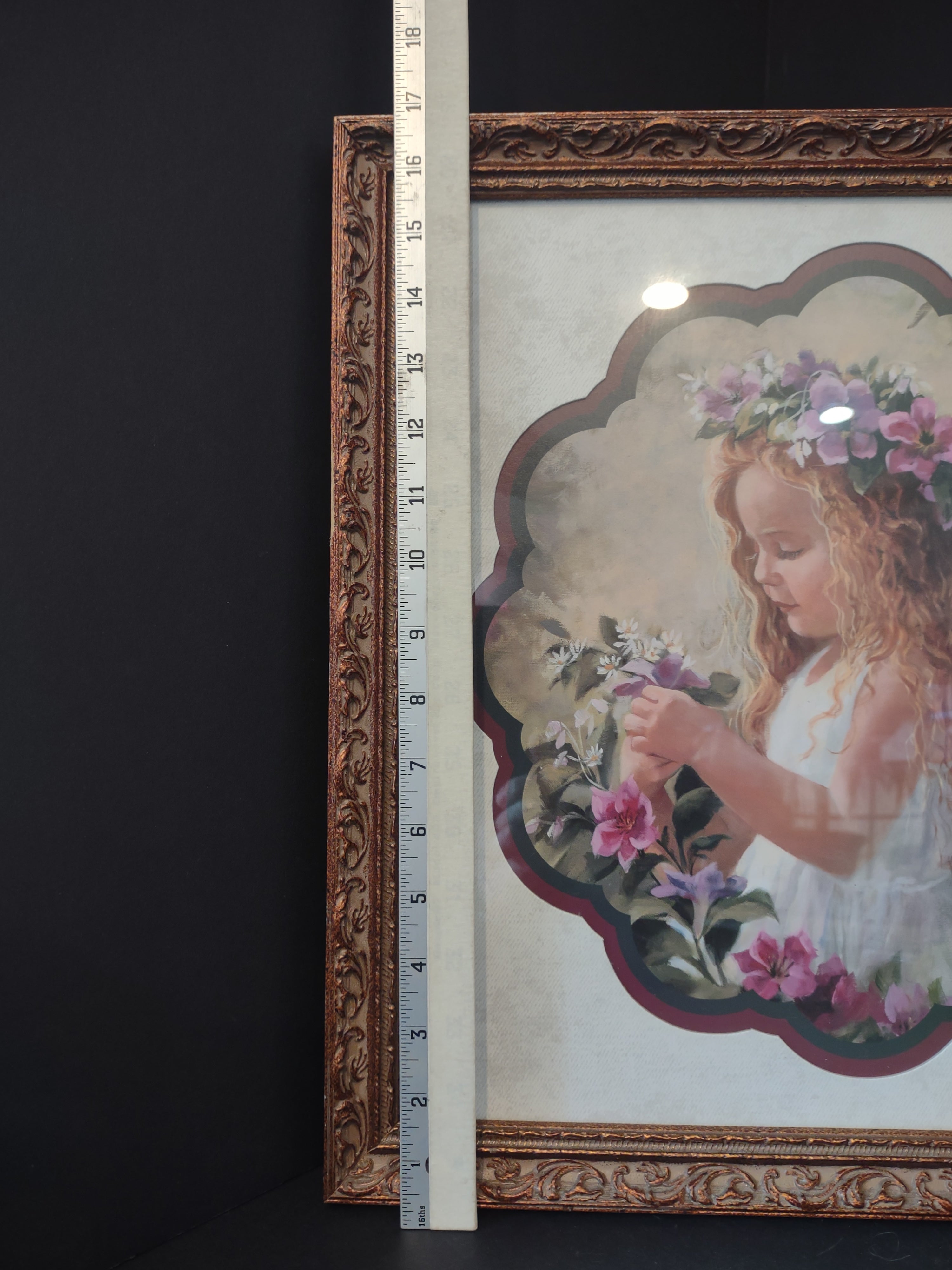 Vintage Home Interiors Angel Girl Picking Flowers Laurie Snow Hein (lot 2624c)