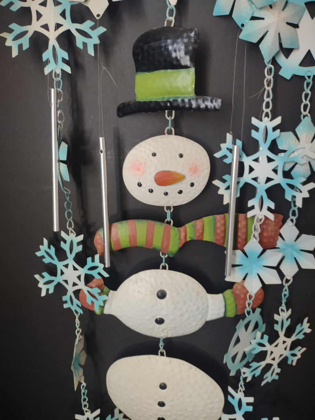 Christmas Winter Windchime Snowman 32" Snowflake (lot 3070j)