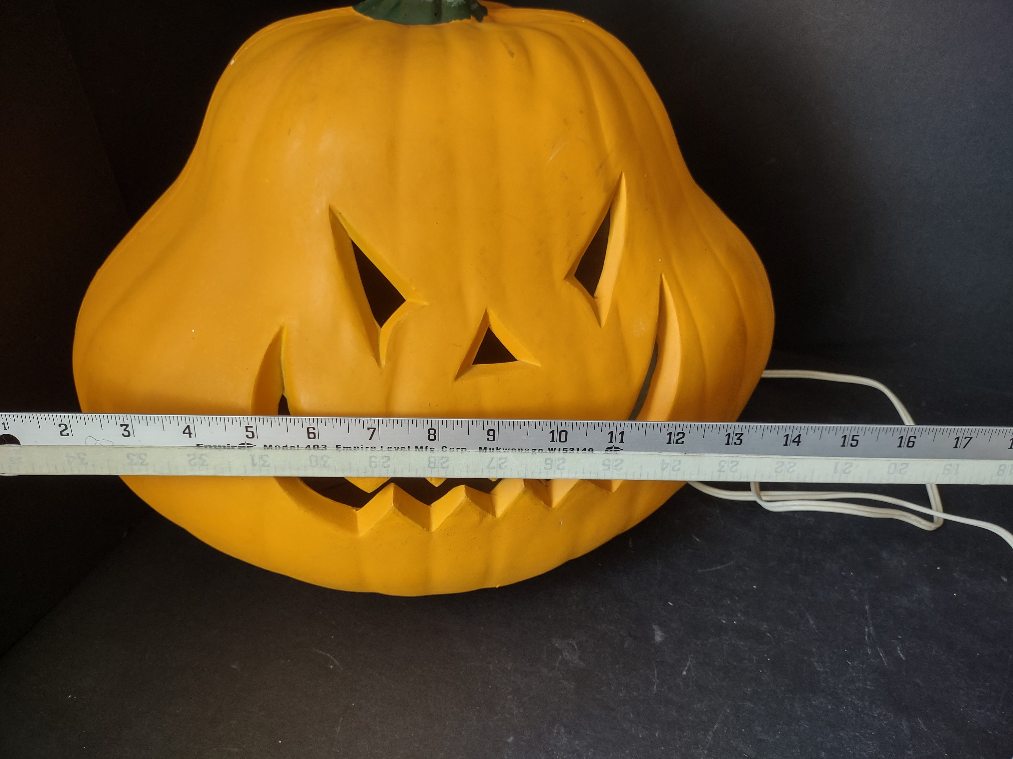 Large 12" Vintage Jack-O'-Lantern Foam Blow Mold Lighted Pumpkin (lot 3014j)